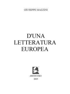 Giuseppe Mazzini - D'una letteratura europea (2003)